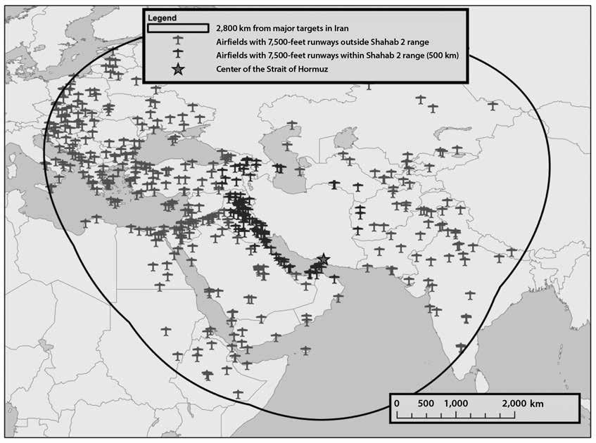 Heim Figure 4. Airfields with 7,500-feet runways within 1,500 nautical miles of representative Iranian targets.