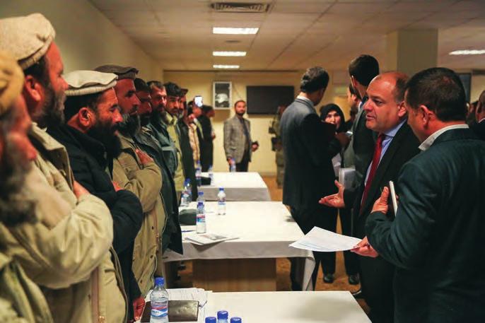 SECURITY ALP guardians meet with Wais Ahmad Barmak, Afghan Minister of Interior Affairs, during a human-rights seminar in Kabul, Afghanistan. (U.S. Army photo by Sgt.