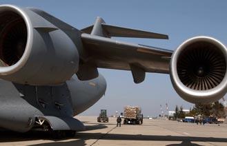 USAF photo by MSgt. Dave Ahlschwede Balkan Bridge. In recent wars, USAF operated from forward sites such as Burgas Airport in Bulgaria (shown here, as a C-17 awaits loading).