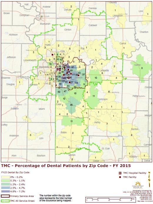 TMC s dental program has a significant geographic reach, as reflected in this