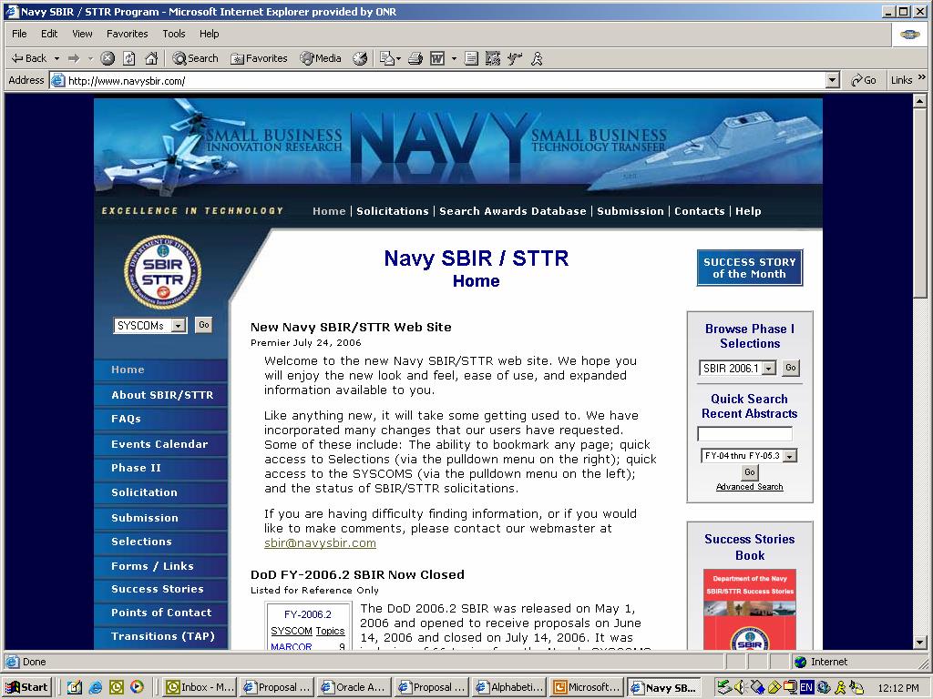Navy SBIR/STTR Bulletin Board Get the most updated information on the