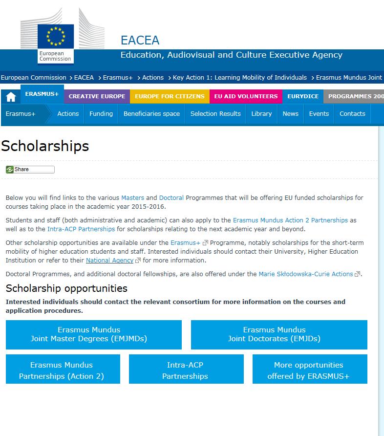 All-in-one guide to EU scholarships http://eacea.ec.europa.