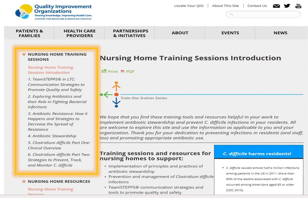 QIO: Nursing Home Training Sessions http://www.