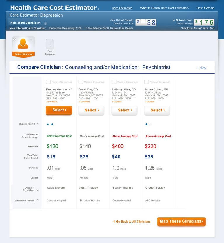 Member Transparency To Provider Cost and Quality Members can compare clinicians by cost (actual