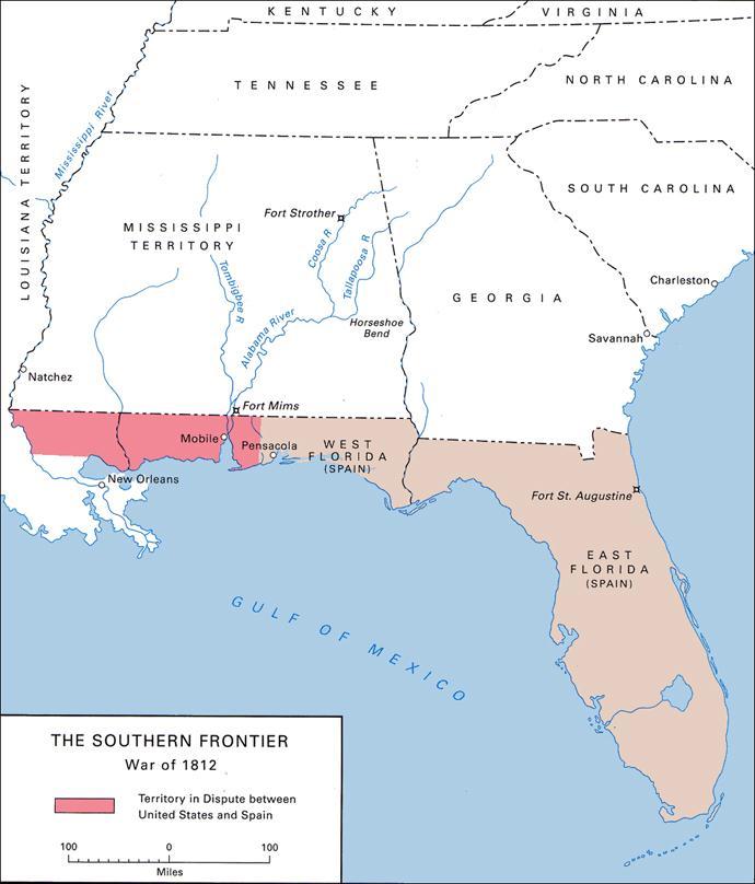 War in the South Fighting broke out in 1813 in the South.