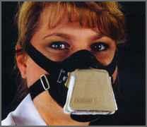 facepiece is negative during inhalation with respect to the ambient air pressure outside the