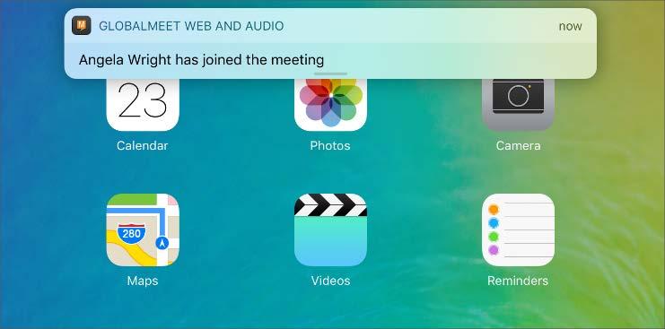 On the Application Settings screen, select the meeting to monitor if you have more than one. Set Notify me when a guest joins or leaves to on, and then tap SAVE.