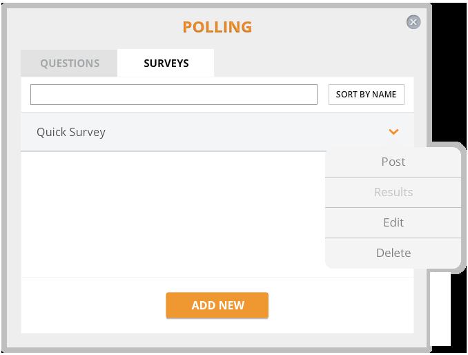 HOST A MEETING CONDUCT A SURVEY You can combine two or more questions into a survey. You can then post the survey in your meeting and view results.