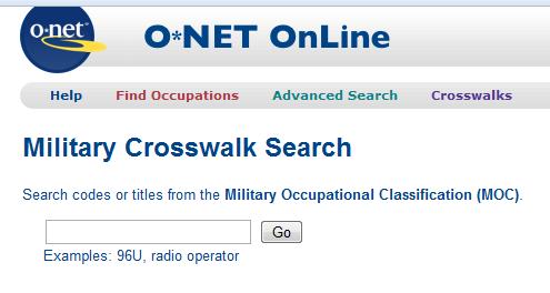 Military Occupations http://online.onetcenter.