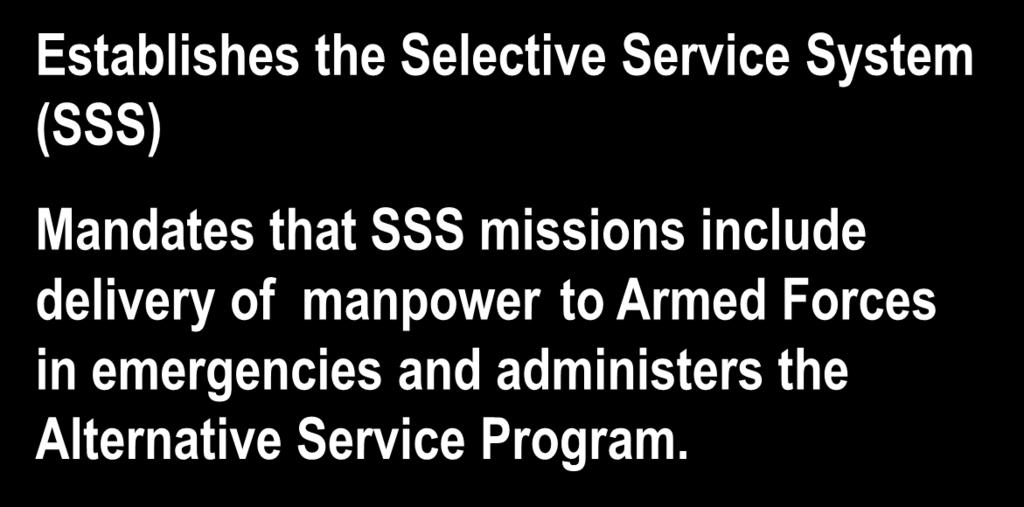 administers the Alternative Service Program.