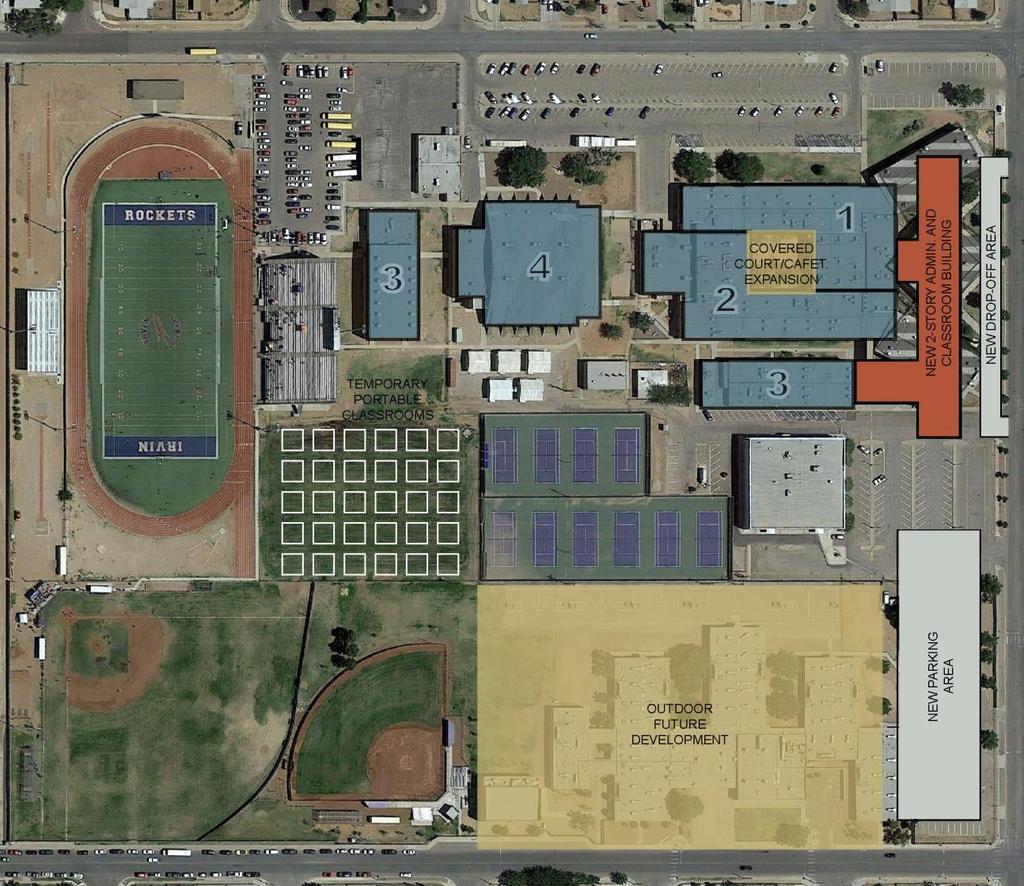Irvin High School New: 50,185 GSF Reno:180,634 GSF Demo: 72,714 GSF Campus