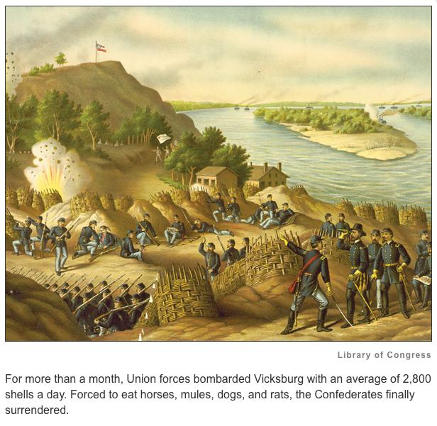 12 supplies up and down the river. But neither could the North, as long as the Confederates continued to control one key location Vicksburg, Mississippi.