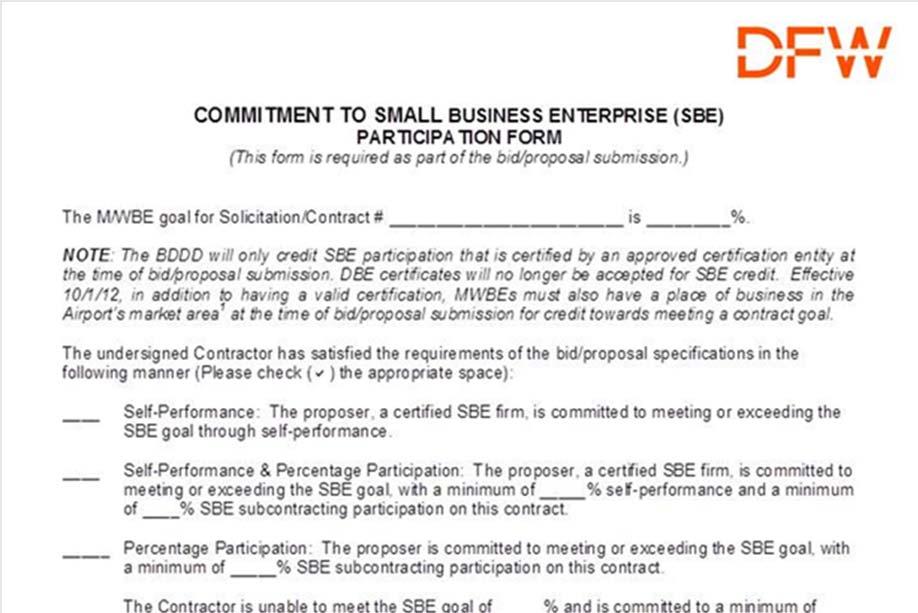 Commitment to SBE Participation Form Identify