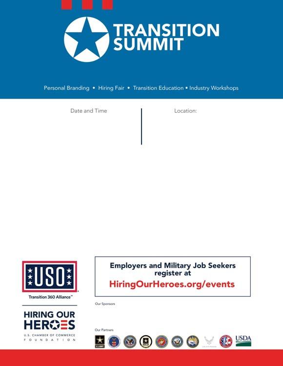 U.S. Chamber s Hiring Our Heroes Foundation Military Spouse Employment Advisory Council Access to at least 4 hiring fairs & transition summits at military installations where UNCW will be the premier
