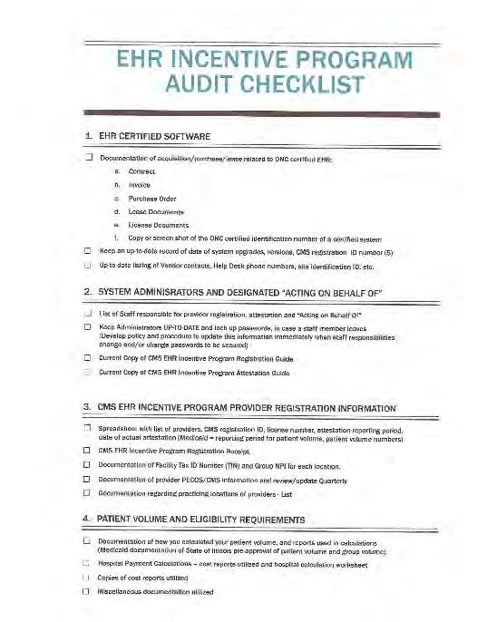 Audit Notification Keep the Binder Up To Date Keep the Binder Organized Provider Meaningful Use Data