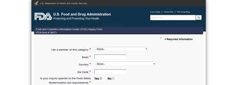 Adulteration FDA s Food and Cosmetic Information Center (FCIC)/Food Safety Modernization Act (FSMA) Technical Assistance Network (TAN) has received your inquiry.