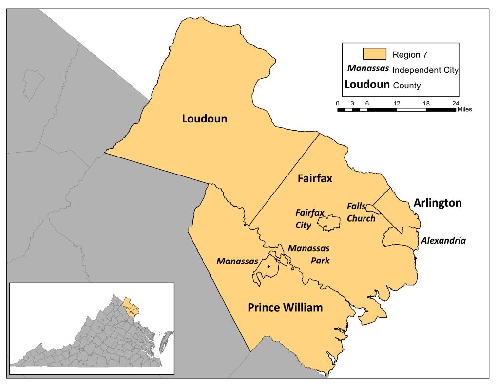 Figure 1: Map of GO Northern Virginia region (Region 7) wide range of community stakeholders to draft Northern Virginia s Economic Growth and Diversification Plan for review and approval by the GO