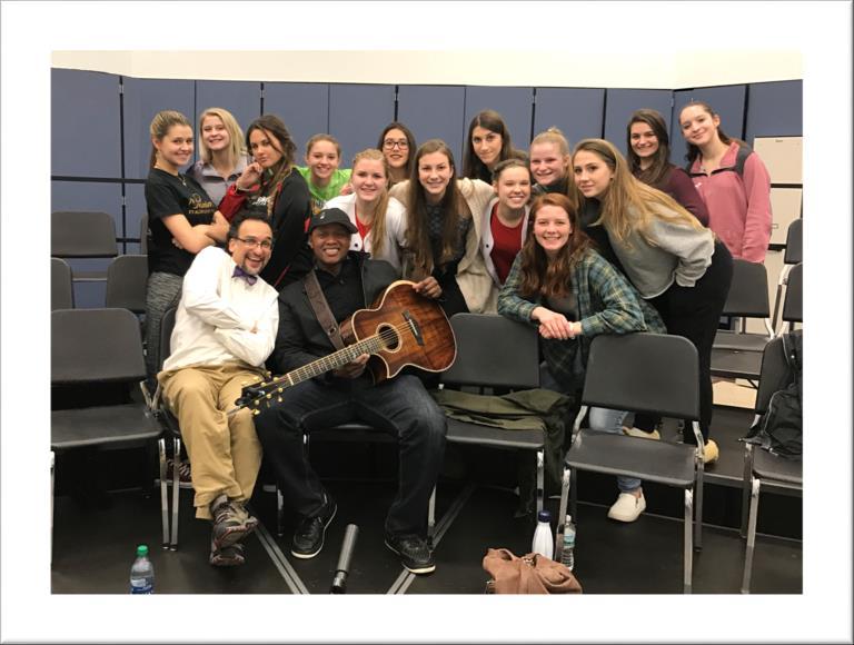 Carreras invited a special guest and Grammy nominated artist Javier Colon in to work with his Jazz Band and a cappella groups for a master class on the topic "Story Telling.