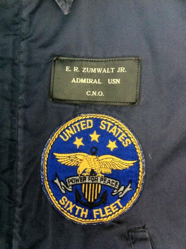 This Jacket Was Presented By: The Sixth Fleet To: Admiral Elmo R. Zumwalt Jr.