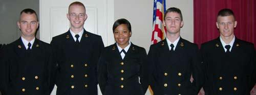Members of the UT NROTC Honor guard (l-r) MIDN 2/C Kevin Stelter, MIDN 3/C Christopher Smith,