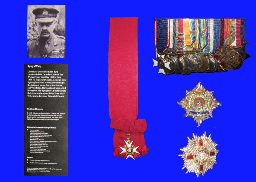 Field Marshal The Honourable Sir Julian Hedworth George BYNG, GCB, GCMG, MVO Ribbon bars of the Viscount Byng of Vimy Medals 1894: Long Service and Good Conduct Medal 1884: Egypt Medal bar