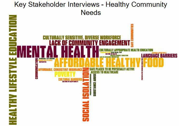 24 For the question related to Healthy Community Needs major ideas included Mental Health,