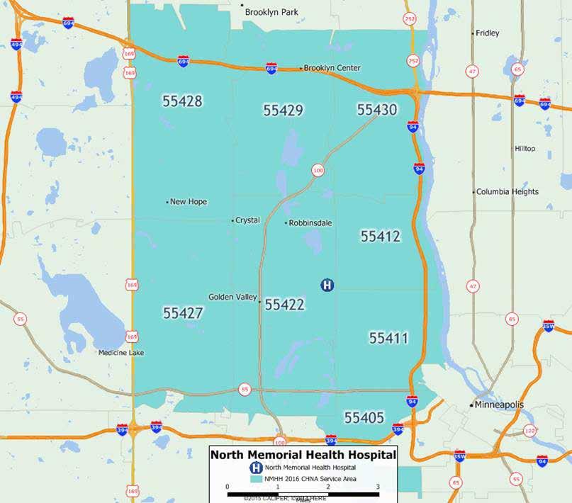 The rationale for choosing this area is: The area is immediately adjacent to North Memorial Health Hospital The area mirrors SHAPE data geographic regions identified as Minneapolis North and