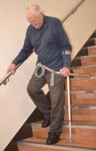 Place your crutch/stick first on to the step, then your operated leg
