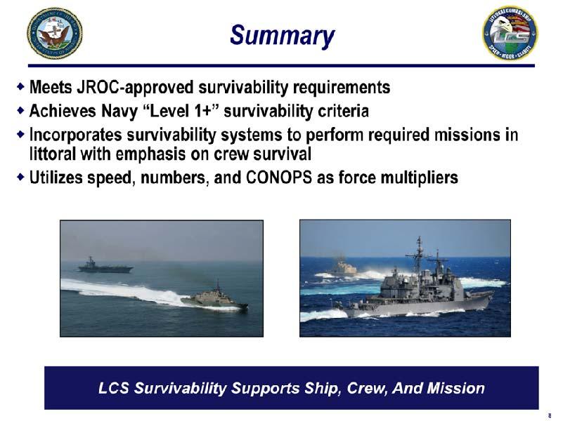 November 2004 CBO Report A November 2004 CBO report states: The concept of survivability as it relates to Navy ships rests on three features: susceptibility, vulnerability, and recoverability.