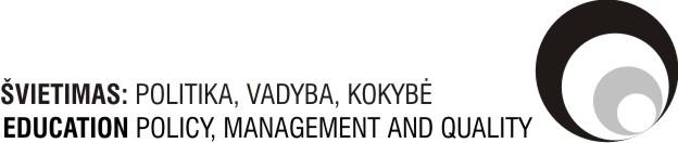 Švietimas: politika, vadyba, kokybė / Education Policy, Management and Quality (ISSN 2029-1922). All papers should be prepared according to SPVK/EPMQ requirements - http:// gu.puslapiai.