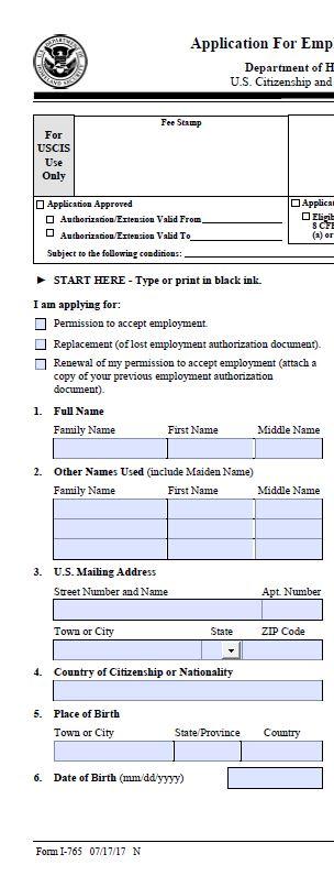 Form Details: FORM I-765 Section 1 Make sure to check off that you are applying for Permission to accept