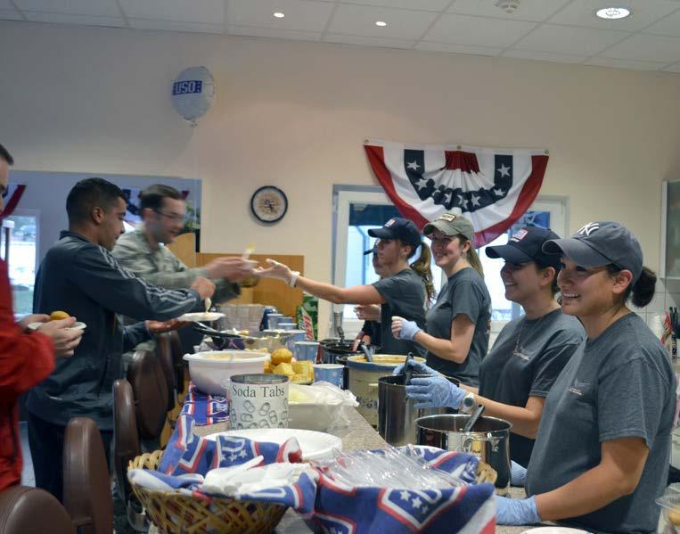 USO Warrior Center coordinators shared with the FRG volunteers comments about the evening from the Wounded Warriors, which ranged from Thank you all for the feast tonight to I loved everything about