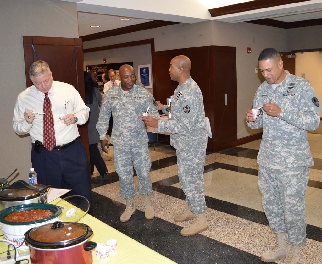 The event raised more than $580 for Army Emergency Relief. It was also an opportunity for SMDC team members to showcase their cooking talents to coworkers in the command.