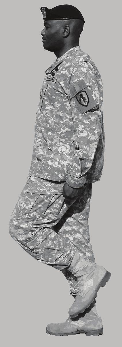 Chapter 2 Figure 2-6. Mark time (side view) Note: While marking time in formation, the Soldier adjusts position to ensure proper alignment and cover.