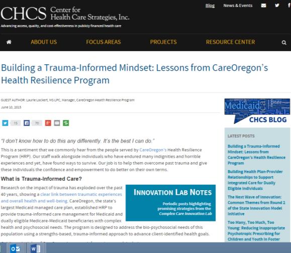 Trauma-Informed Care issue brief CareOregon
