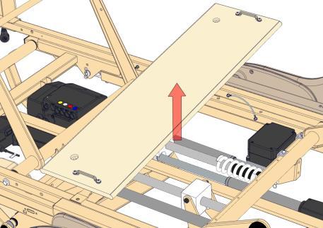 IMPORTANT: The head section (back rest) must first be removed before the seat section can be removed from the bed.