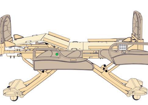 3.3.3 Knee Deck Elevation - Foot Actuator Operation To raise the knee section of the bed, press the KNEE UP arrow on the footboard staff control, the rail staff/patient controls, or on the pendant.