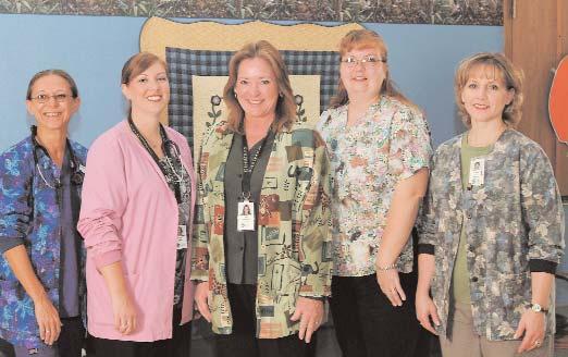 Ridgewater College graduates working at the Glen Oaks Care Center, from left: Linda Van Meter, Holli Cogelow-Ruter, Pat Oss, Shelly Olson, and Sharon Kleinschmidt A willing workforce A growing need
