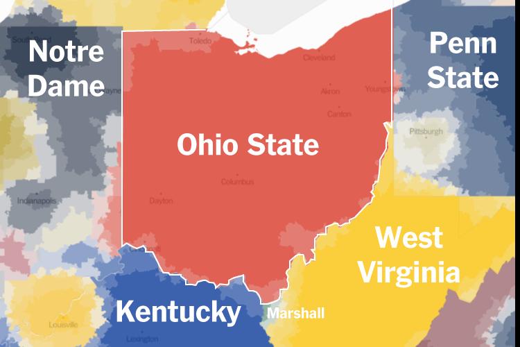 THE University in Ohio Ohio is a populous state but has only one football program in the Big 5 conferences, so it makes sense that Ohio State has the plurality of fans in every single Ohio ZIP code.