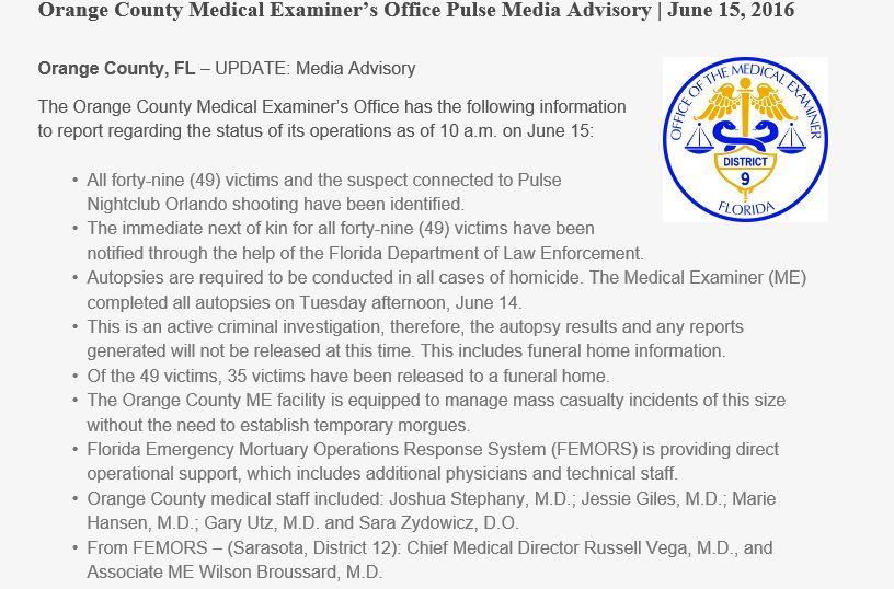 Medical Examiner Transportation and Security Identification, Autopsy, Release **Communication with families, leo