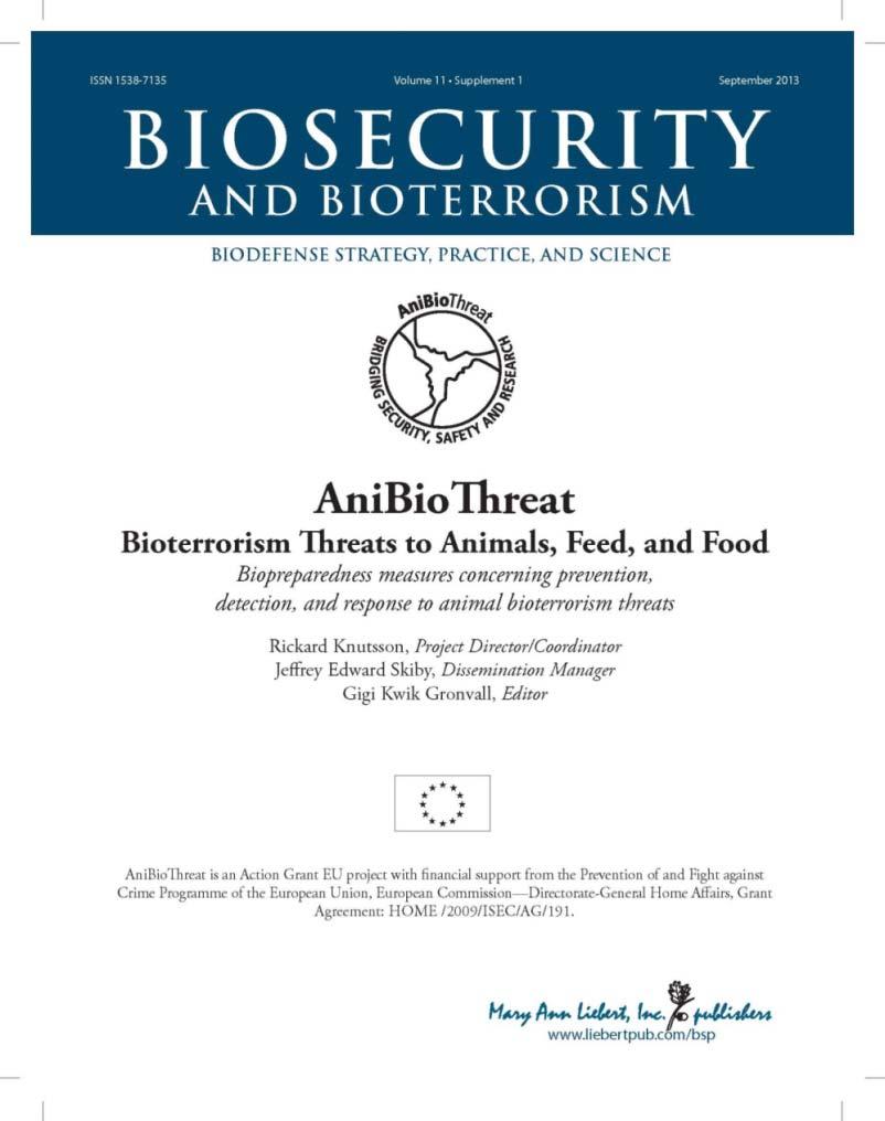 Supplement Issue: Bioterrorism Threats to Animals, Feed and Food -Original research -Next