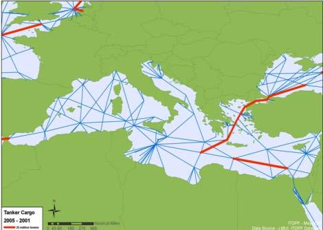Study approach Map of regional tanker Route