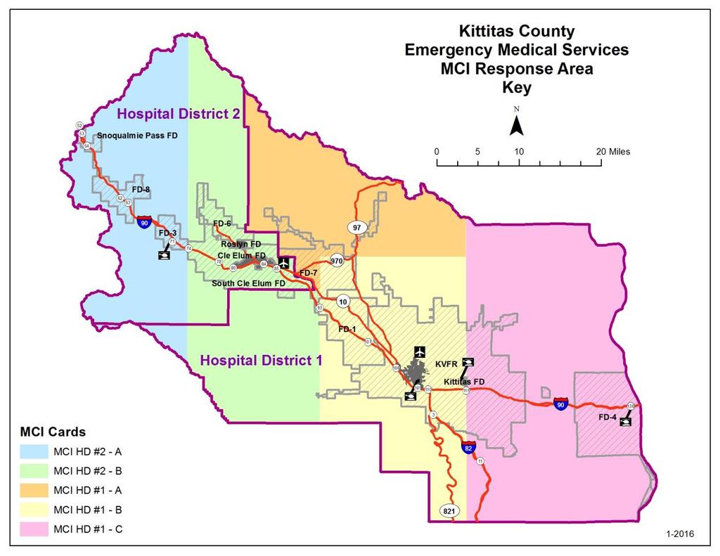 Appendix C Response Area Key: MCI HD#2-A (Blue): KC Hospital District #2 - West of I90 MP74 (West Nelson Siding) to MP53 (East Snoqualmie Summit), & all adjacent areas North & South MCI HD#2-B