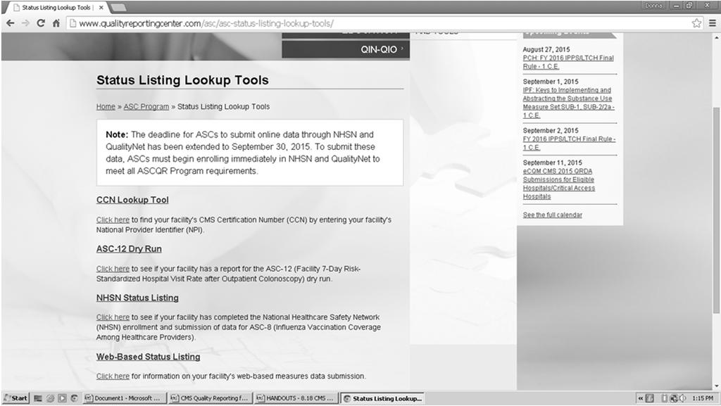 Status Listing Look Up Tools http://www.qualityreportingcenter.