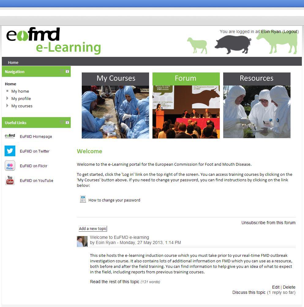 EuFMD e-learning Expands reach and depth of FMD training Now: outbreak investigation training, support to real-time training Future: practical epidemiology,