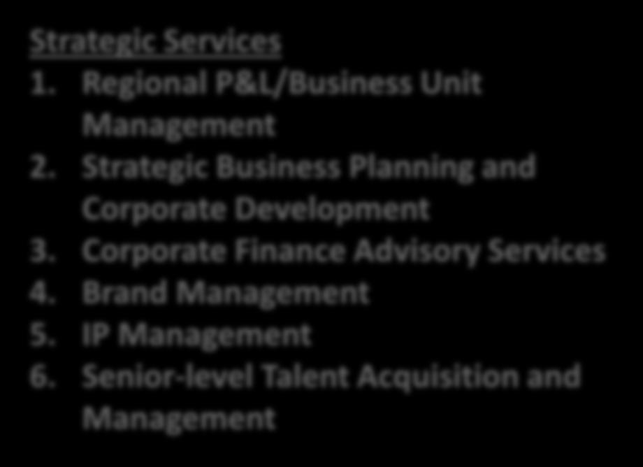 QUALIFYING SERVICES Strategic Services 1. Regional P&L/Business Unit Management 2.