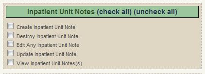 Inpatient Unit Notes New Section Added to address New Functionality