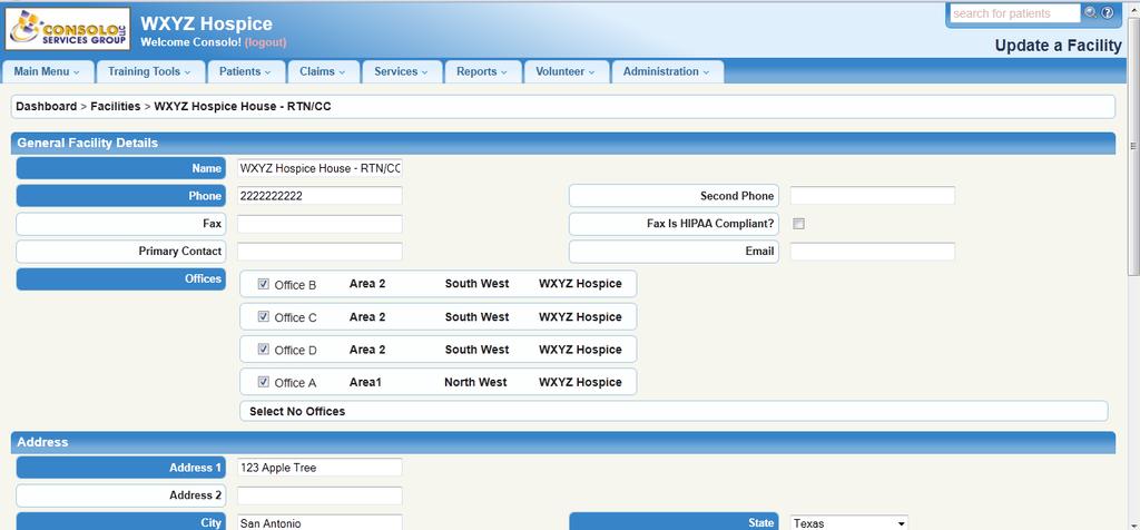 Services Services - Isolating Data for Multi-Site Corporations A Corporate / Region / Area / Office Selector option has been added to the Services Area Selections made will cause the Services Entry