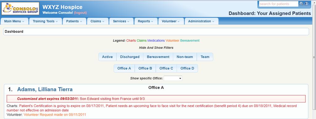 Classic Dashboard New Medical Record Number Alert An Alert was added to display if the Medical Record