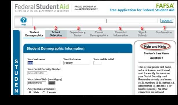 FOTW Sections Student Demographics School Selection Dependency
